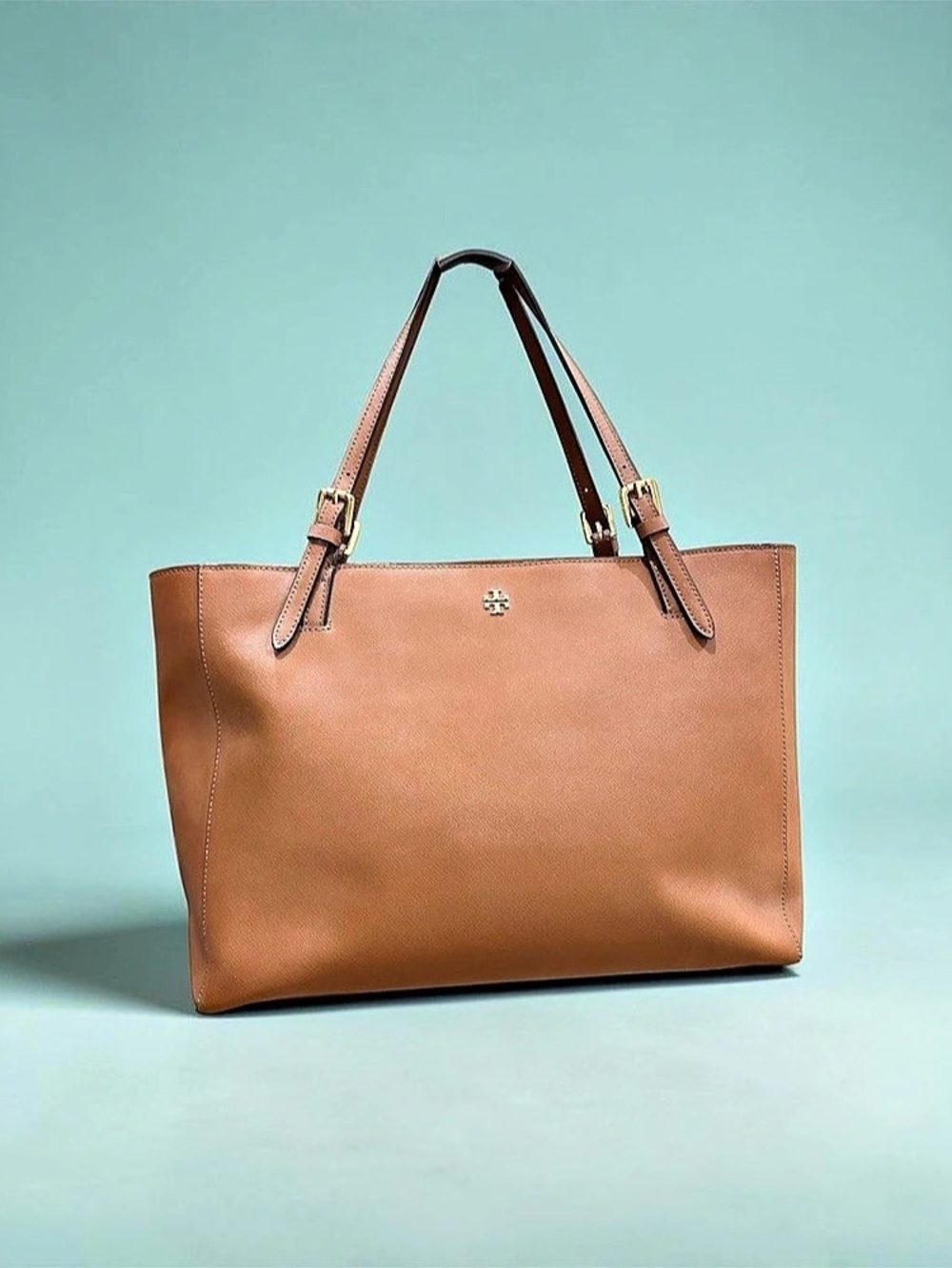 Tory Burch York Buckle Tote Leather Bag Brown